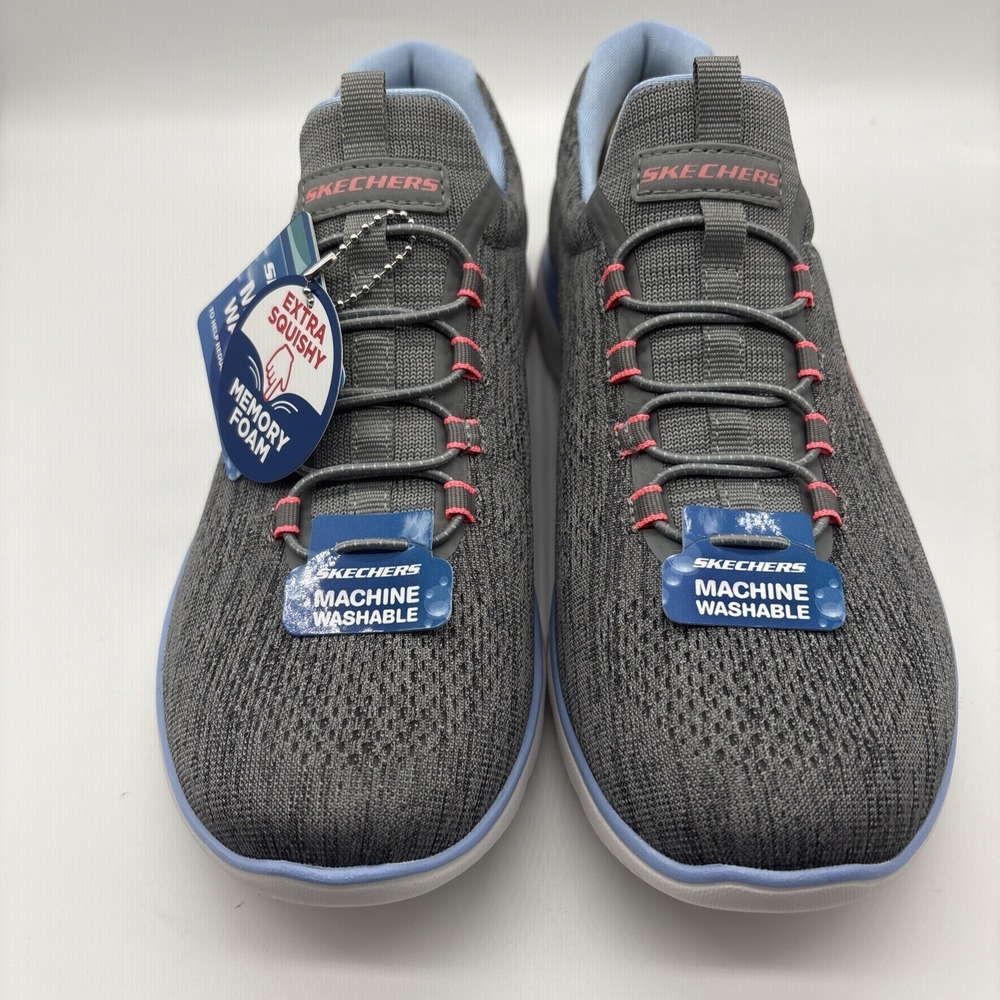 Skechers Women's Summits Fun‎ Flare Slip On Memory Foam Shoes Gray/Mt Size 9 - Picture 2 of 5